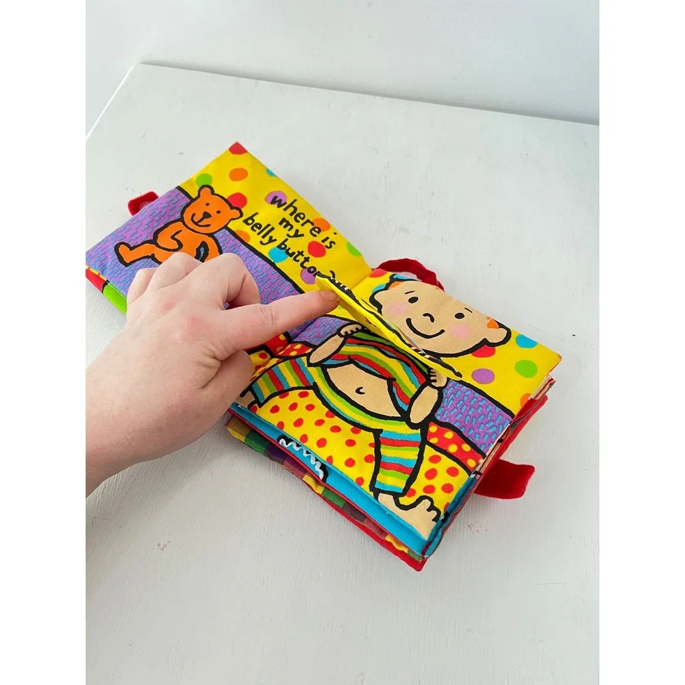 JellyCat Soft Cloth Book Yellow‎ Where Is My Belly Button Sensory Toy